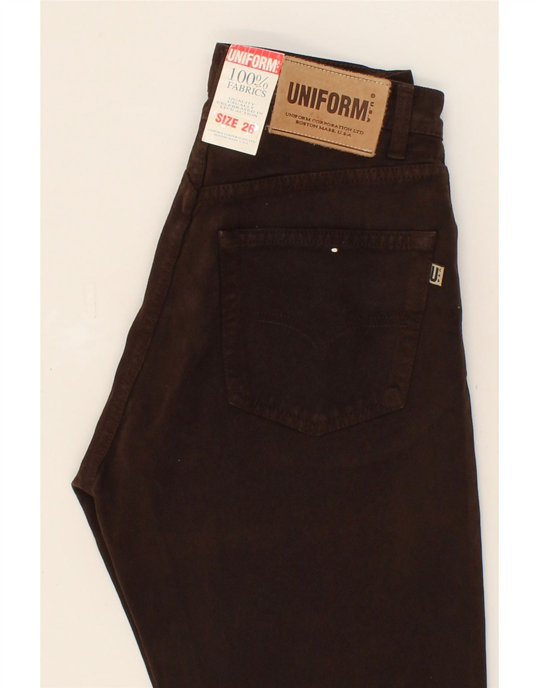 UNIFORM Womens High Waist Straight Jeans W26 L29  Brown Cotton Vintage Uniform and Second-Hand Uniform from Messina Hembry 