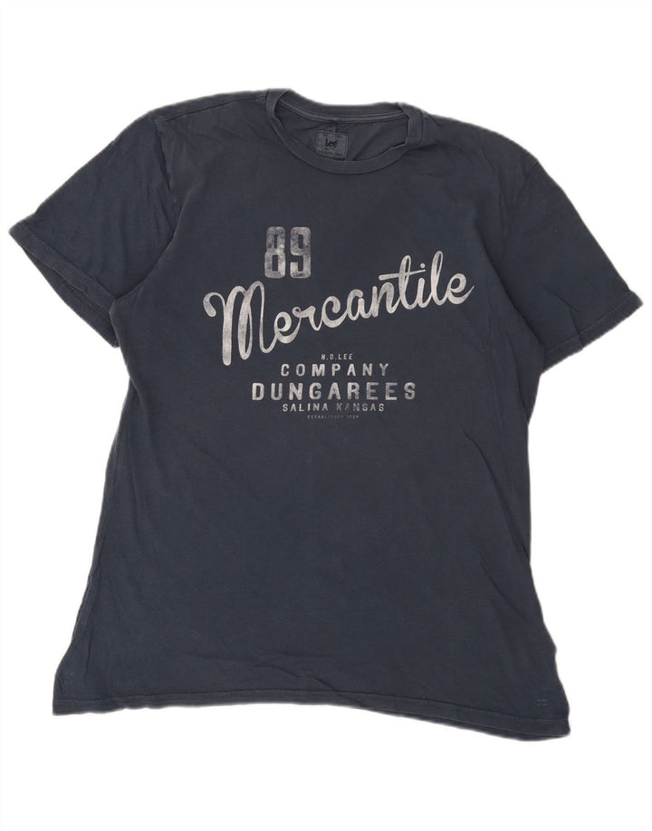 Maglietta grafica da uomo Lee Top in cotone blu navy medio