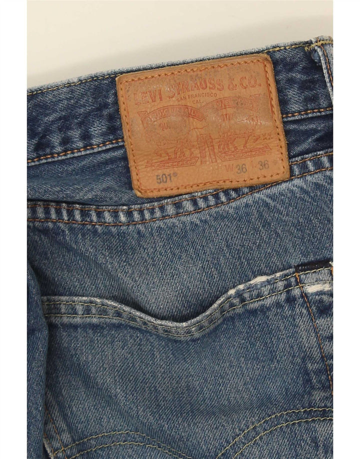 Levi's Uomo 501 Jeans dritti effetto consumato W36 L31 Blu