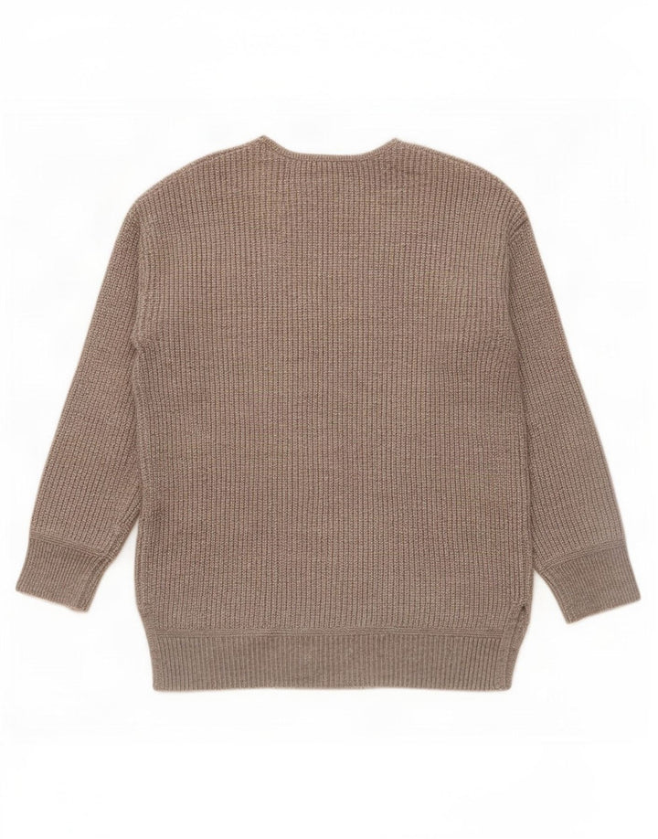 Maglione maglione con scollo a V da donna Marks & Spencer UK 14 Poliestere marrone medio