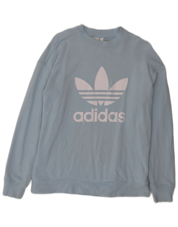Felpa oversize con grafica da donna Adidas UK 8 piccola in cotone blu