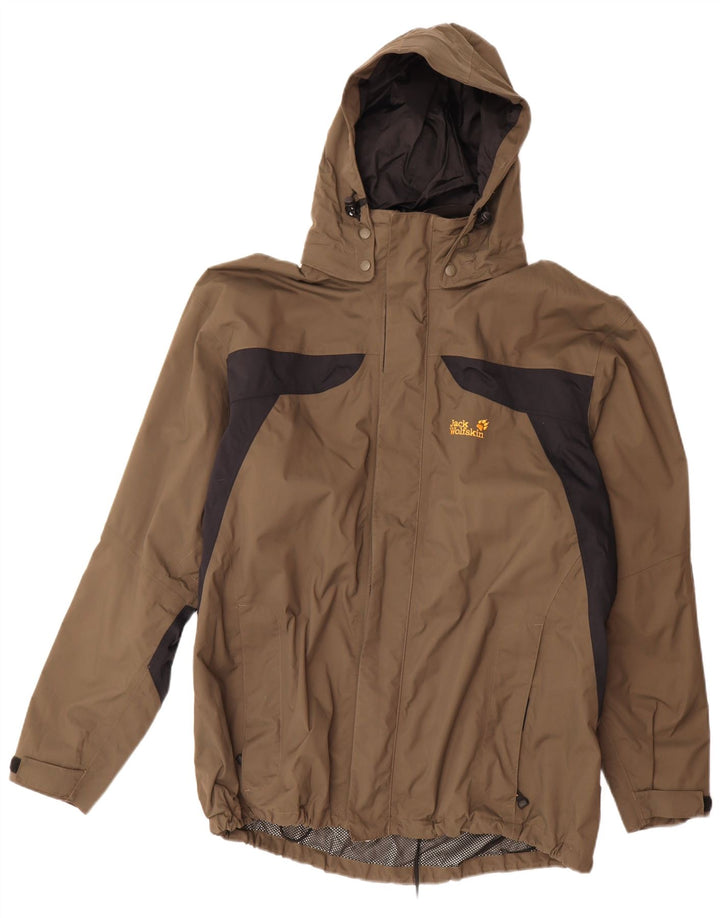 Giacca antipioggia con cappuccio da uomo Jack Wolfskin UK 48 2XL Poliammide color block marrone