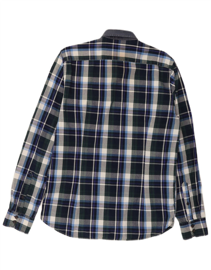 Camicia da uomo Ted Baker taglia 4 grande cotone a quadri blu navy