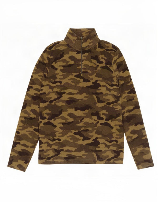 Mountain Warehouse Mens Zip Neck Fleece Jumper XS Green Camouflage