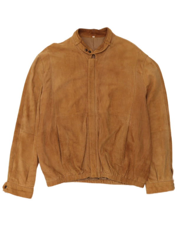 Vintage Mens Suede Jacket IT 54 2XL Beige Leather