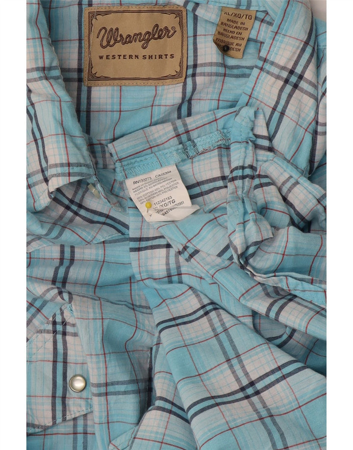Camicia a maniche corte da uomo Wrangler XL in cotone a quadri blu