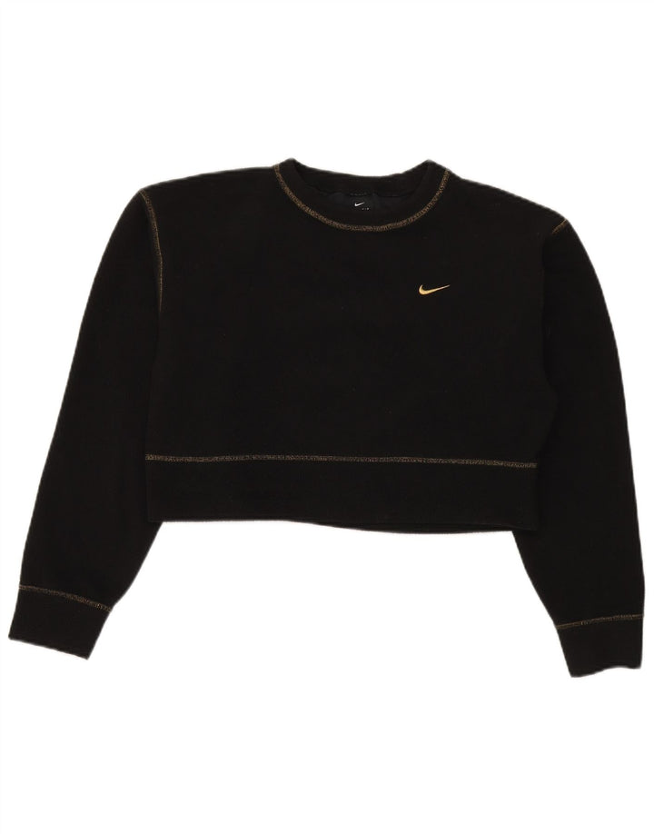 Maglione corto in pile da donna Nike UK 10 piccolo poliestere nero