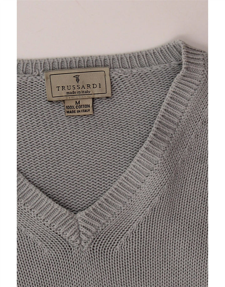 Maglia Uomo Scollo V TRUSSARDI Cotone Grigio Medio