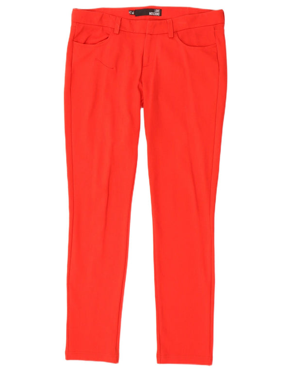 Pantaloni casual slim da donna MOSCHINO UK 10 Small W32 L30 viscosa rossa
