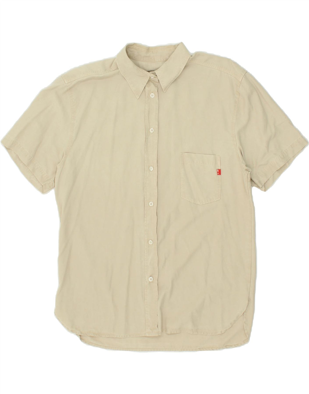 JOOP Mens Short Sleeve Shirt Large Beige Lyocell Vintage Joop and Second-Hand Joop from Messina Hembry 