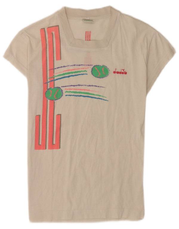 T-shirt grafica da donna Diadora Top IT 42 Medium Bianco Cotone