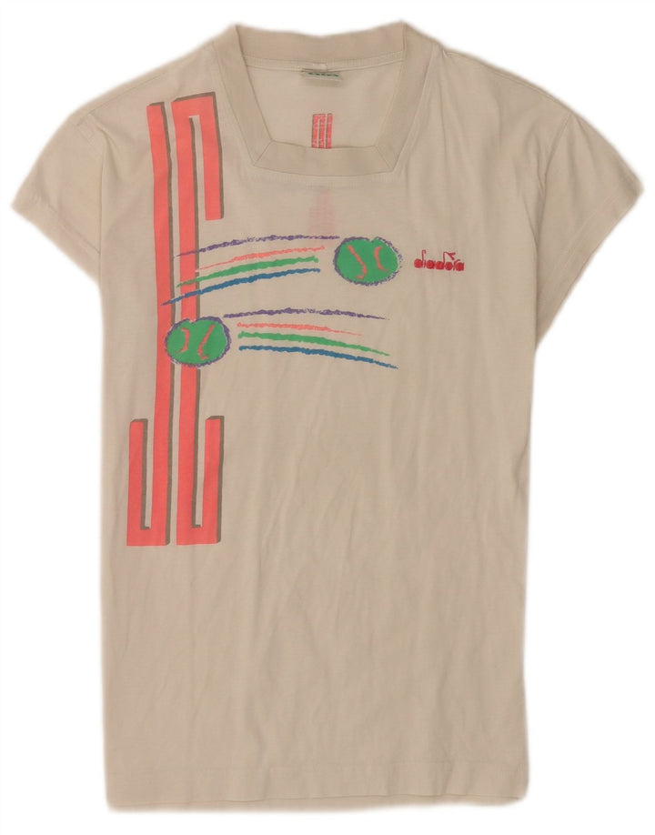 T-shirt grafica da donna Diadora Top IT 42 Medium Bianco Cotone