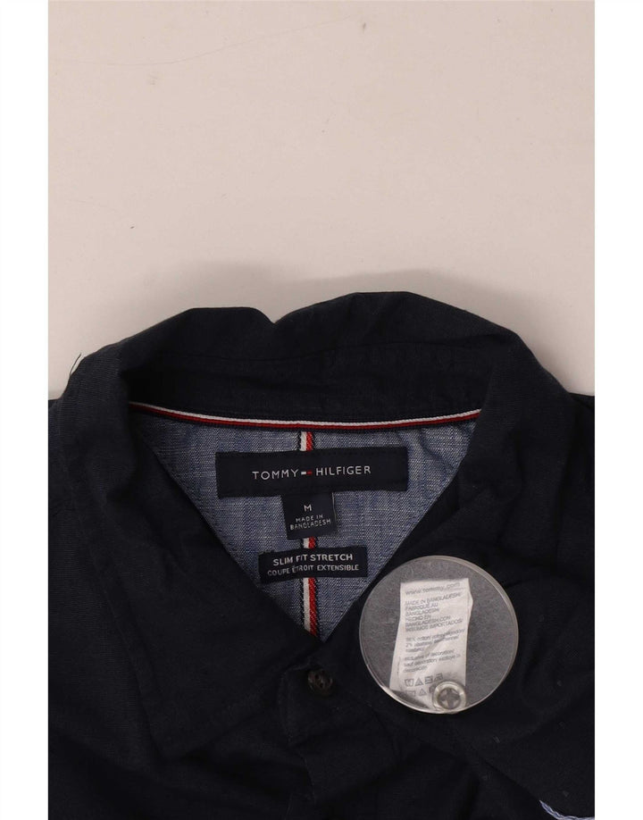 Camicia slim fit da uomo Tommy Hilfiger in cotone maculato blu navy medio