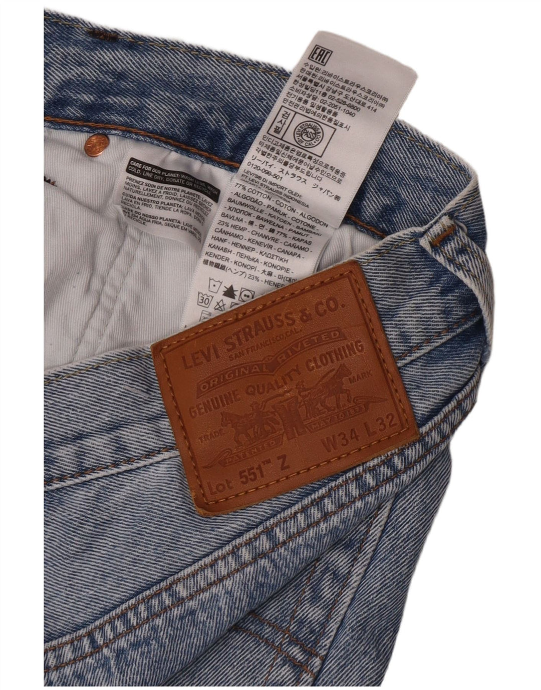 Jeans dritti da uomo Levi's W34 L32 in cotone blu