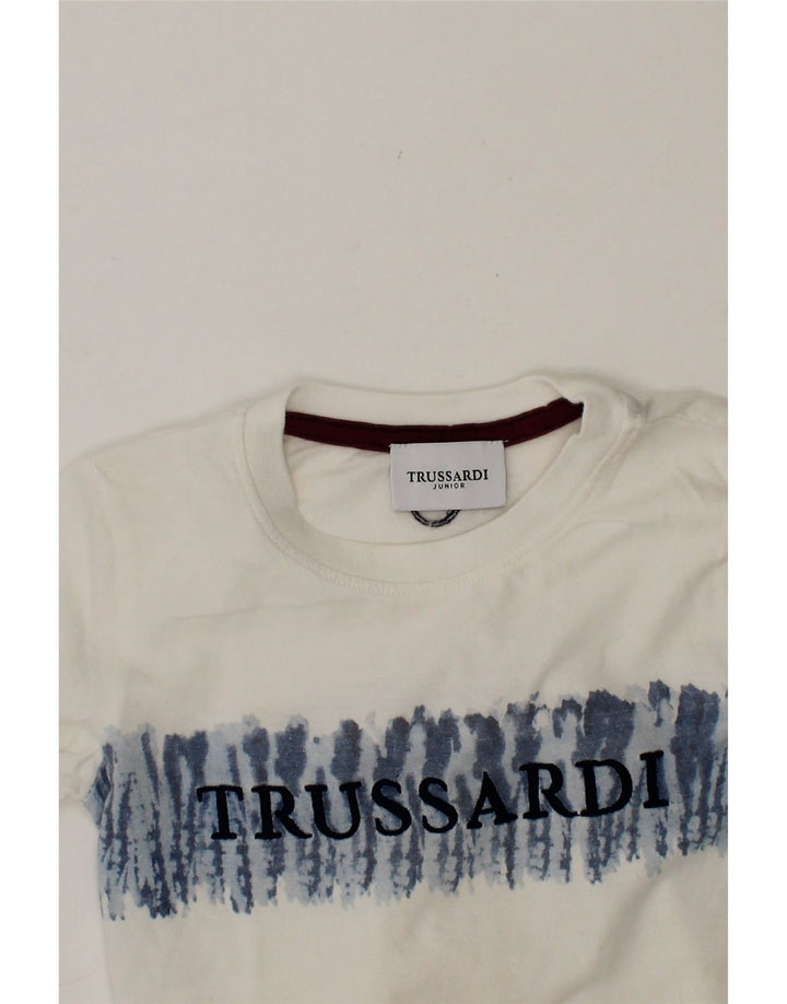 TRUSSARDI Boys Graphic T-Shirt Top 3-4 Years White Cotton Vintage Trussardi and Second-Hand Trussardi from Messina Hembry 