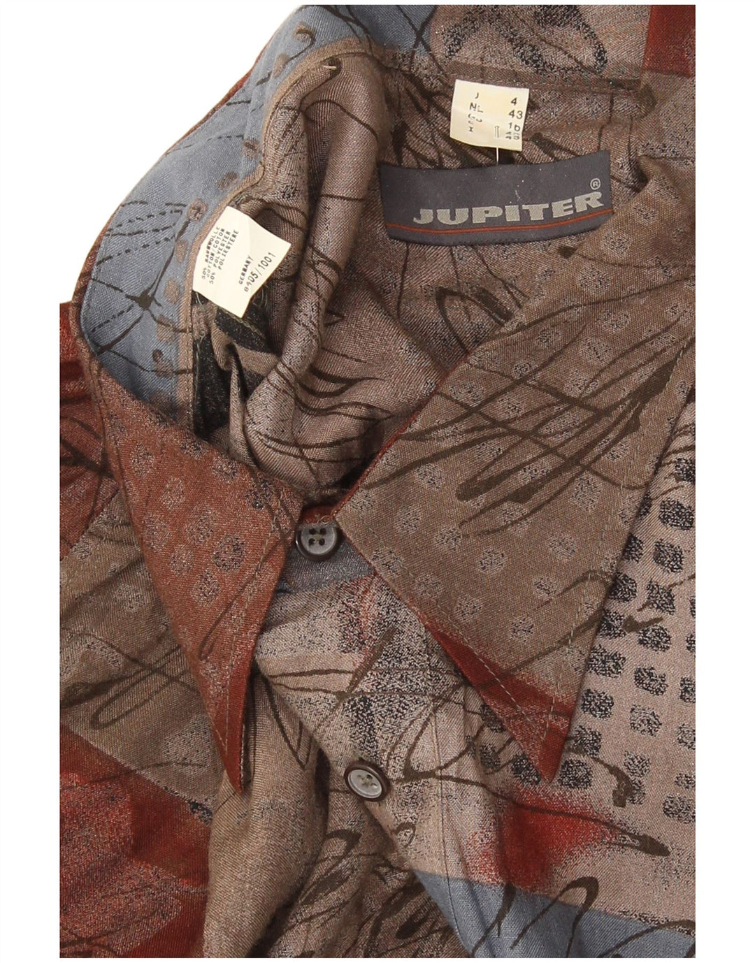 Camicia pullover da uomo Jupiter taglia 43 grande cotone patchwork multicolore