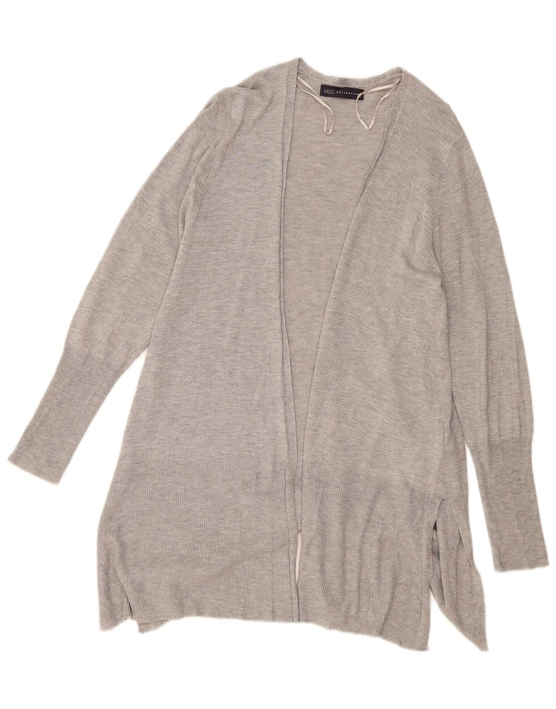 Maglione cardigan aperto lungo da donna Marks & Spencer UK 14 Grigio medio