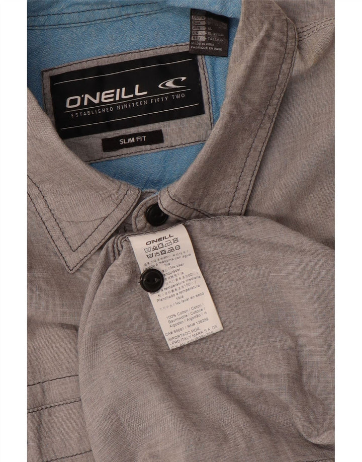 Camicia slim fit da uomo O'Neill grande in cotone grigio