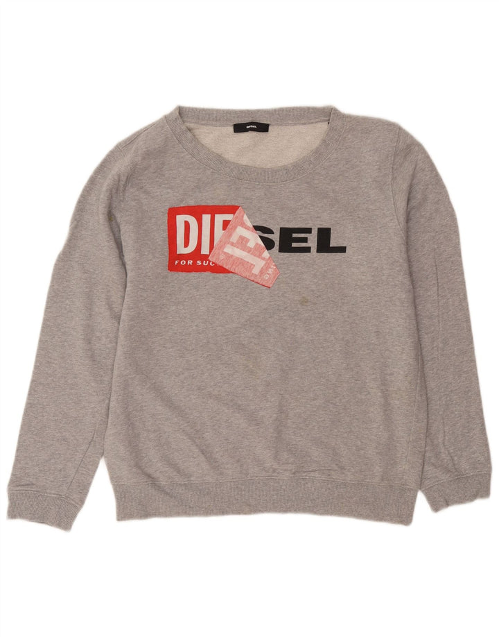 Diesel Felpa con grafica da uomo Maglione piccolo in cotone grigio