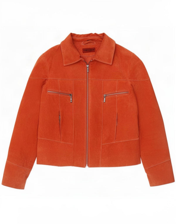 Giacca in pelle scamosciata da donna Chevirex EU 42 Large Orange Leather