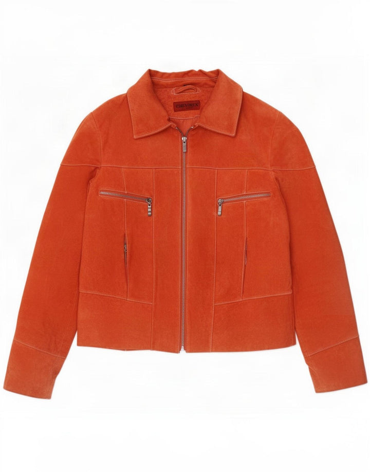 Giacca in pelle scamosciata da donna Chevirex EU 42 Large Orange Leather