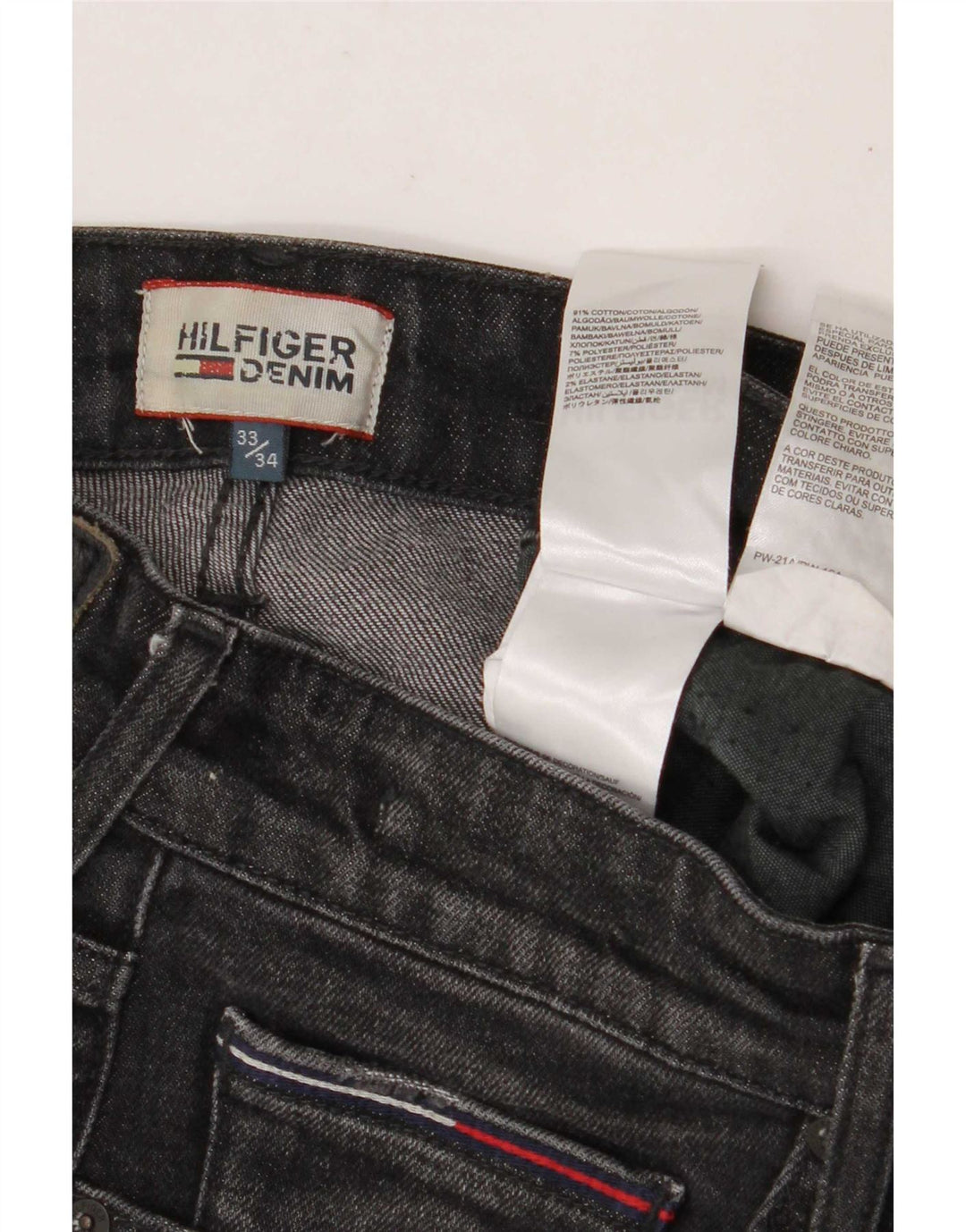 Jeans slim da uomo Tommy Hilfiger W33 L34 cotone grigio