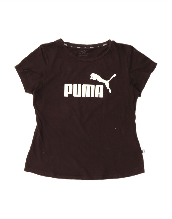 PUMA Womens Graphic T-Shirt Top UK 12 Medium  Black Cotton