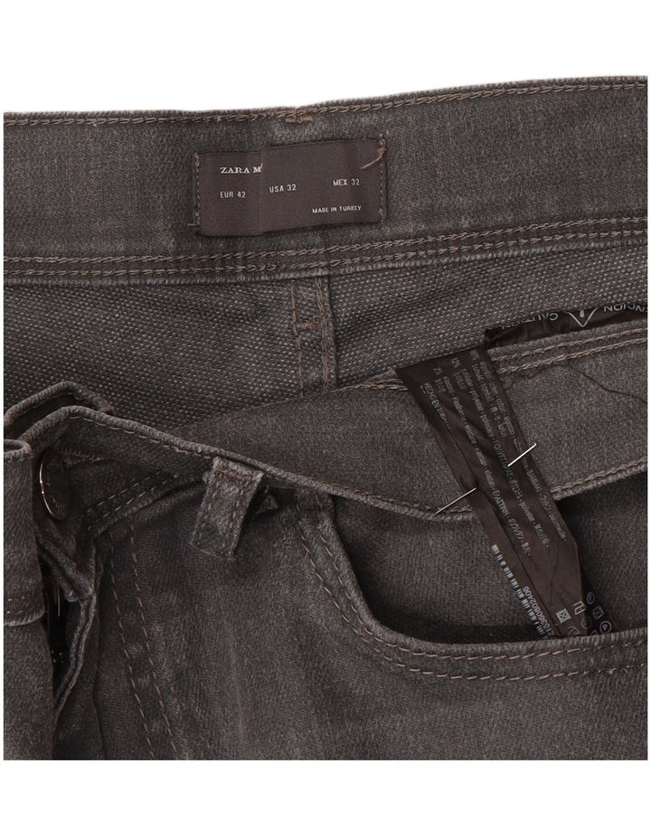 Jeans slim da uomo Zara EU 42 Large W32 L30 Cotone grigio