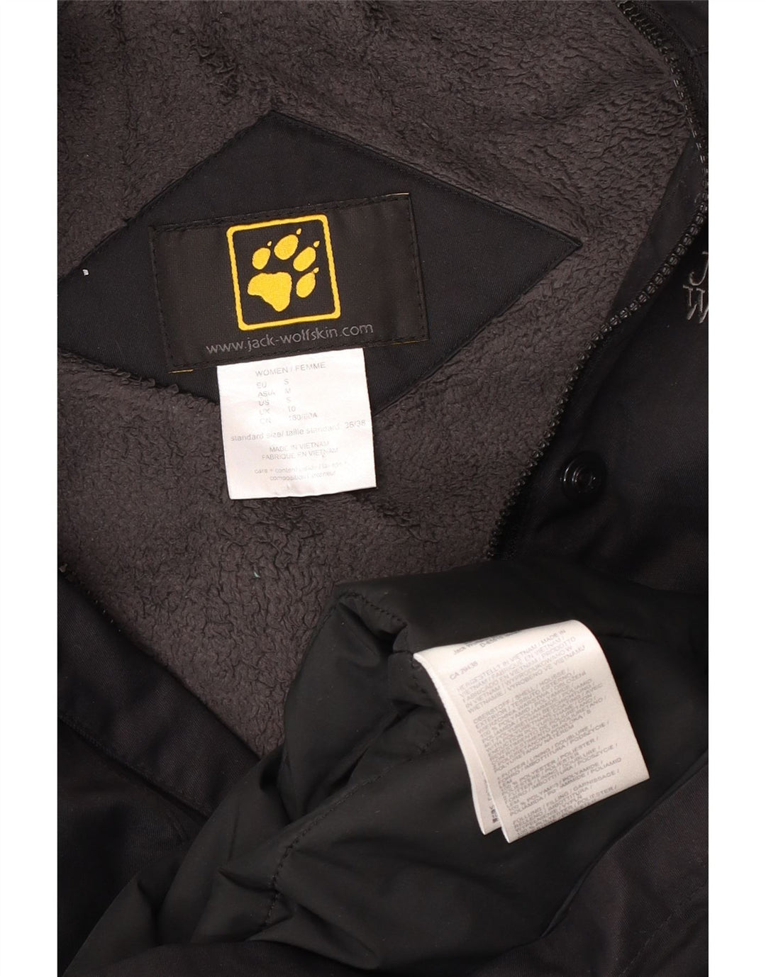 Giacca a vento oversize con cappuccio da donna Jack Wolfskin UK 10 piccolo nero