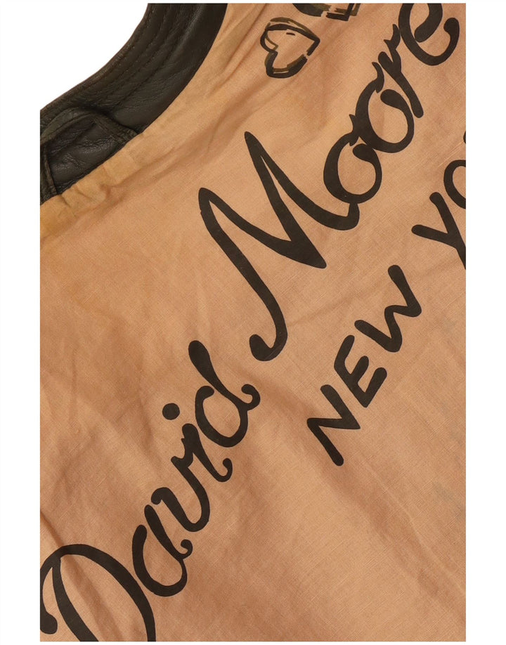 DAVID MOORE Giacca da motociclista corta da donna UK 16 Large Verde Colorblock in pelle