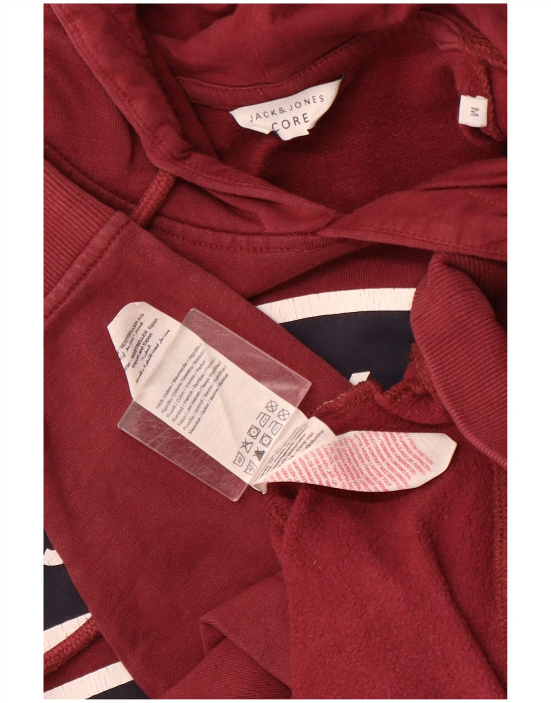 JACK & JONES Maglione con cappuccio grafico Core da uomo in cotone bordeaux medio