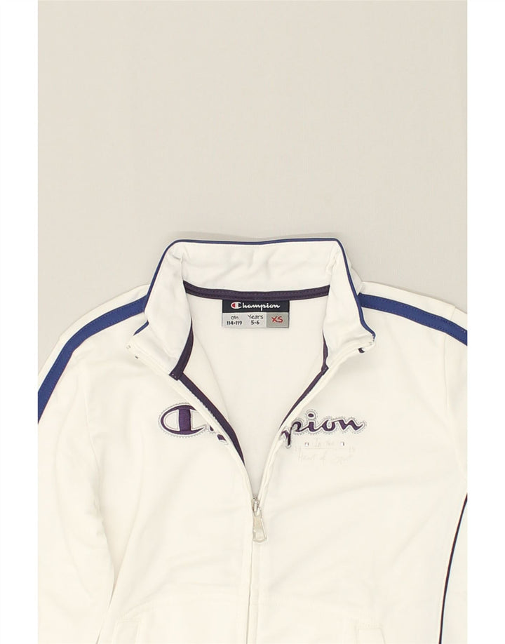 CHAMPION Girls Graphic Tracksuit Top Jacket 5-6 Years XS White | Vintage Champion | Thrift | Second-Hand Champion | Used Clothing | Messina Hembry 
