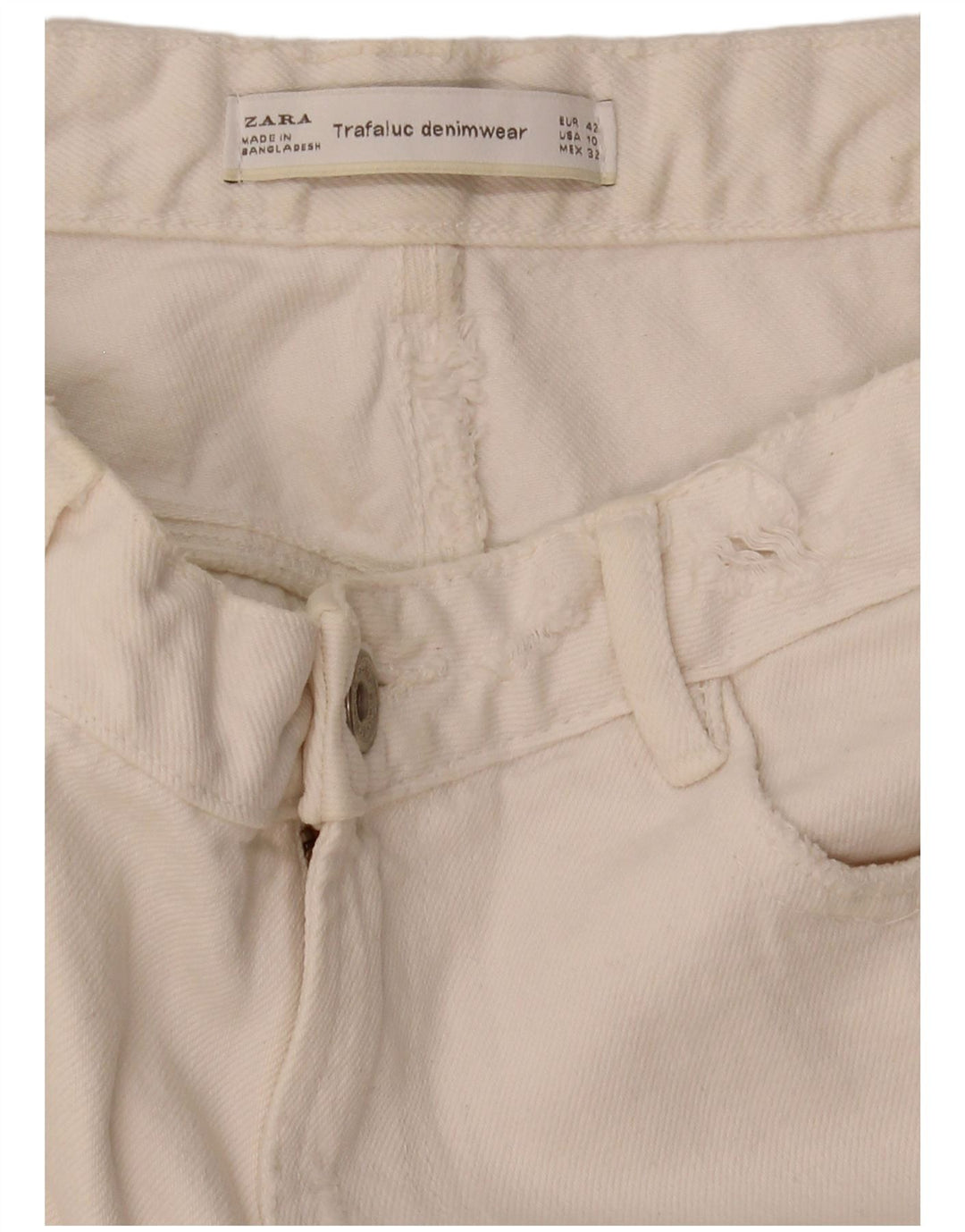 Jeans affusolati effetto vissuto Zara da donna EU 42 Large W32 L26 Bianco