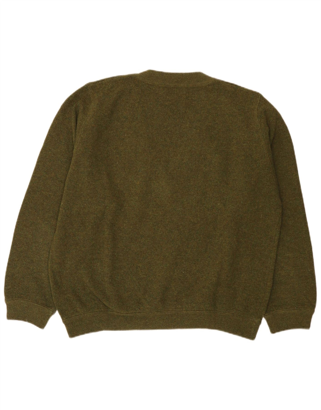 Maglione da uomo con scollo a V Sisley in lana vergine verde medio