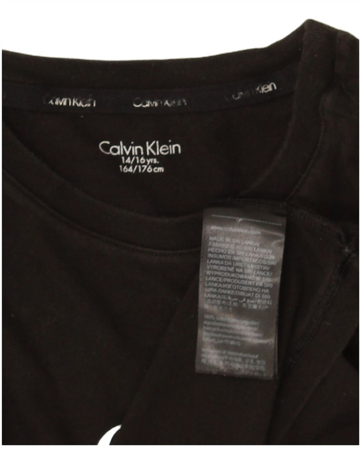 Calvin Klein Maglietta grafica da ragazzo a manica lunga 14-15 anni in cotone nero