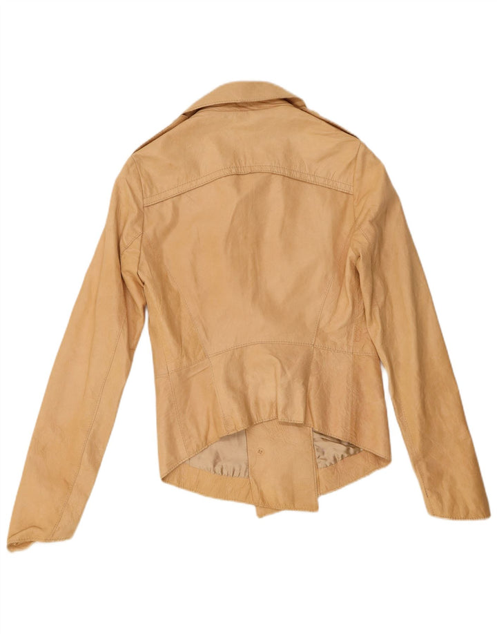Giacca in pelle da donna vintage IT 42 in pelle beige media