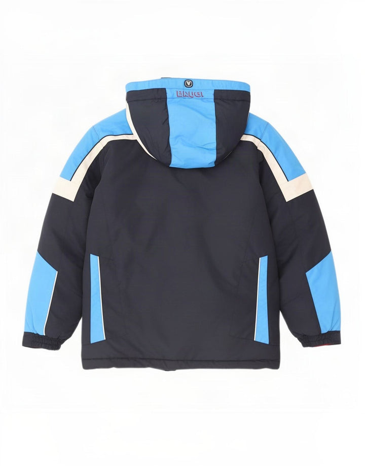 Giacca da sci con cappuccio Brugi per ragazzi 13-14 anni in poliammide color block blu navy