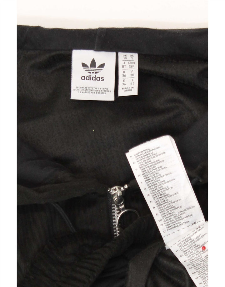 Maglione con cappuccio e zip oversize corto da donna Adidas UK 10 piccolo poliestere nero