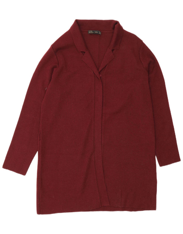 Maglione cardigan lungo da donna Zara UK 16 grande lana bordeaux