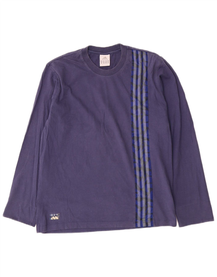 Top Adidas da uomo a maniche lunghe in cotone blu navy medio