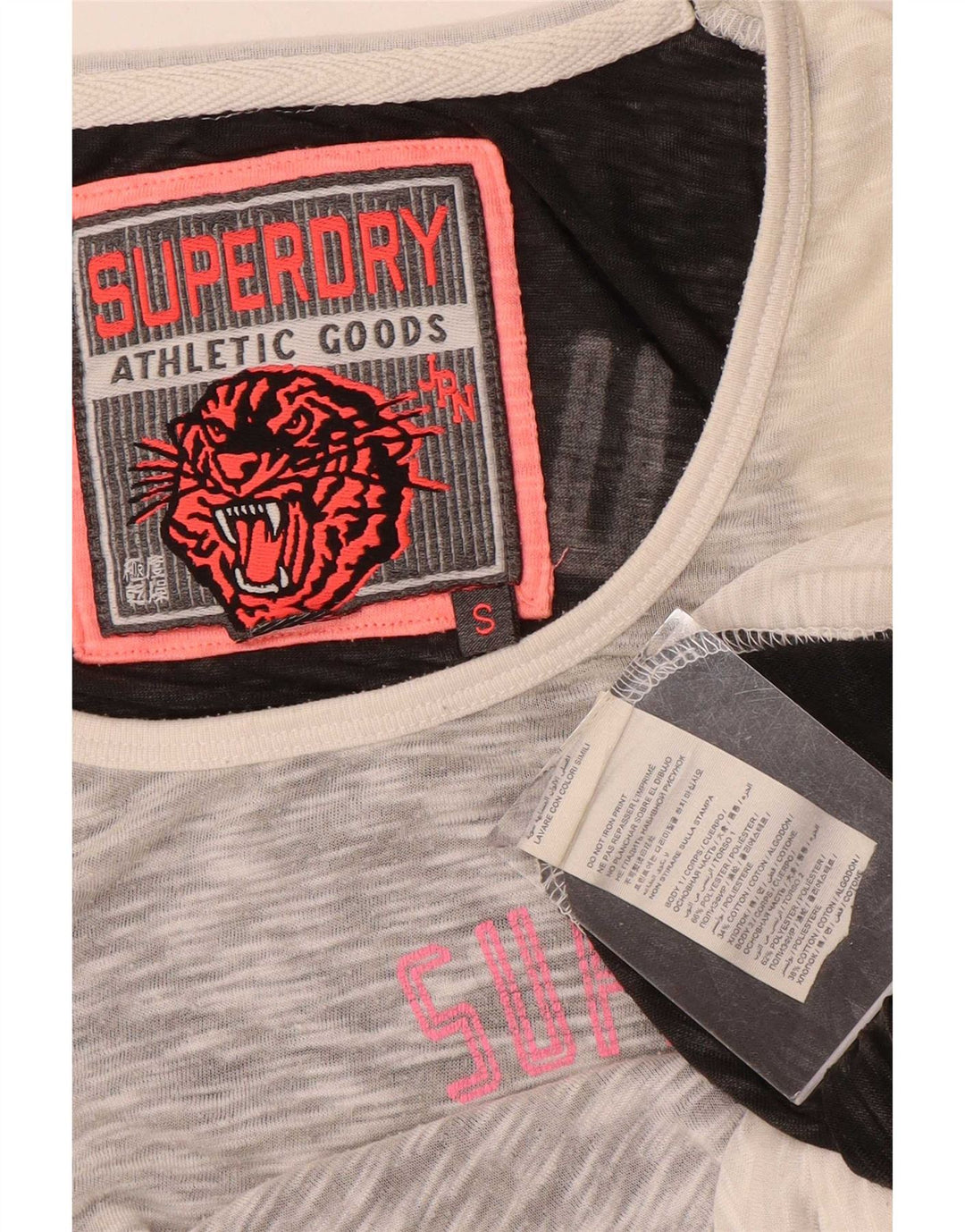 Canottiera grafica da donna Superdry UK 10 Small Poliestere color block grigio