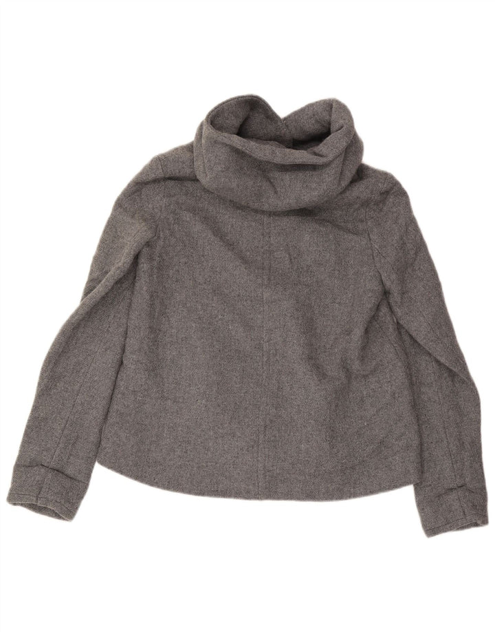 Giubbotto bomber con cappuccio da donna Zara UK 10 piccolo in lana grigia