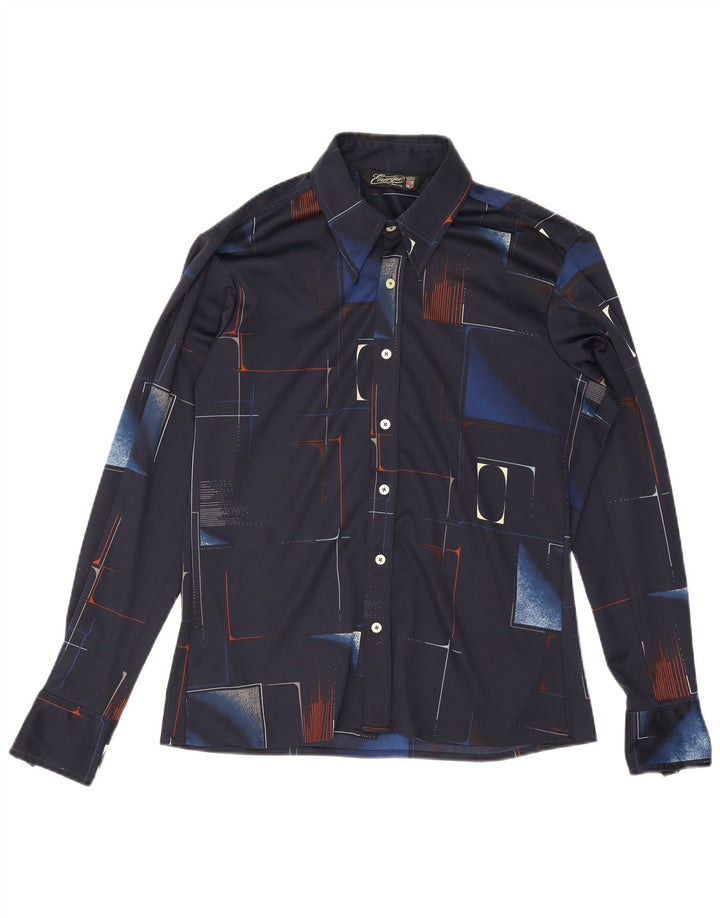 Camicia da uomo Energie Large in poliestere geometrico blu navy