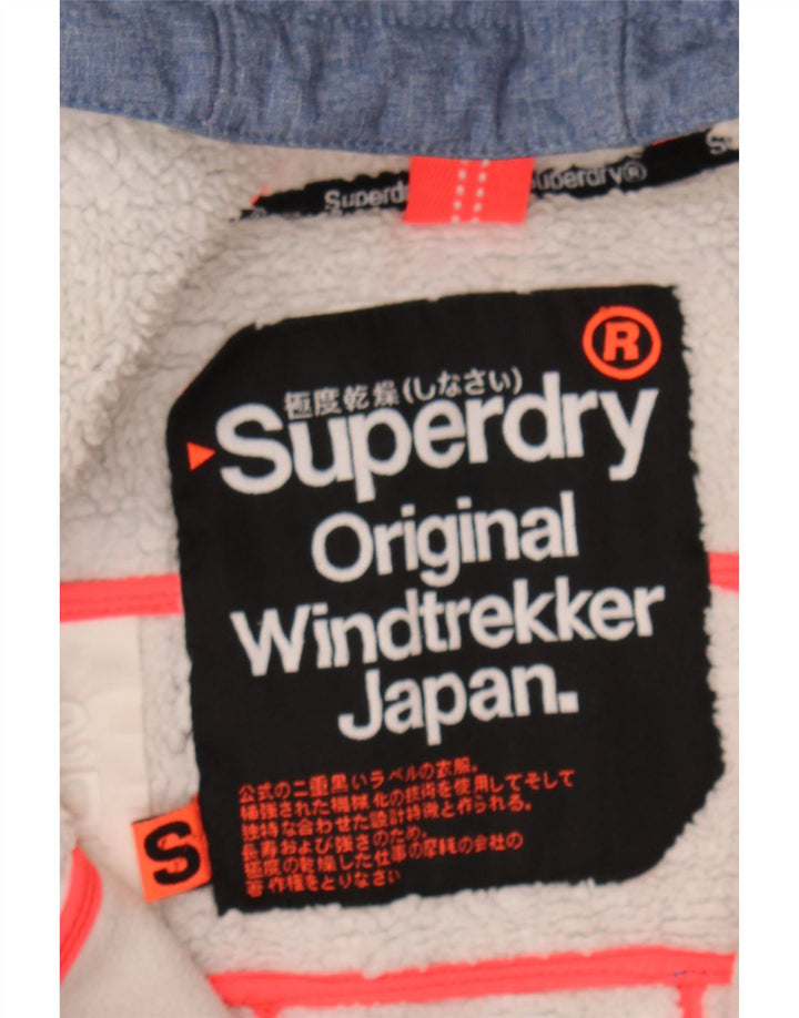 SUPERDRY Womens Windtrekker Hooded Windbreaker Jacket UK 10 Small Blue Vintage Superdry and Second-Hand Superdry from Messina Hembry 