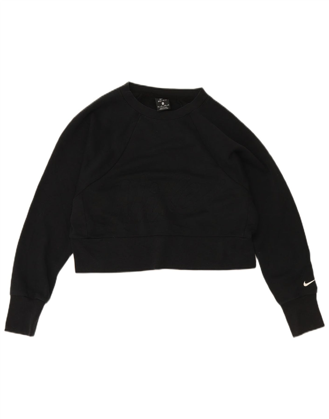 Felpa corta da donna Nike Dri Fit Crop Jumper UK 6 XS poliestere nero