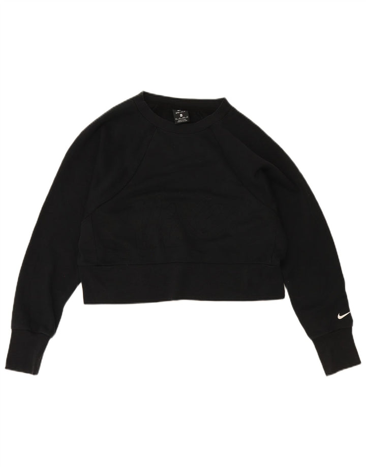 Felpa corta da donna Nike Dri Fit Crop Jumper UK 6 XS poliestere nero