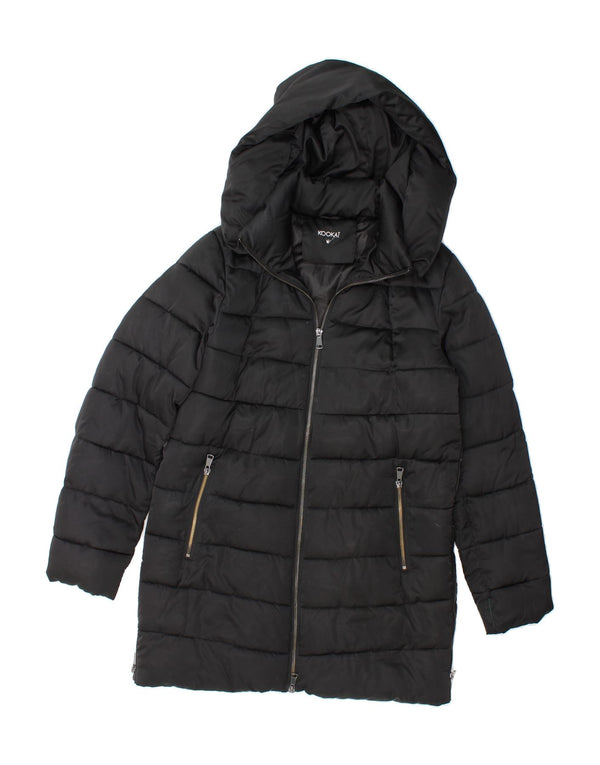 KOOKAI Womens Hooded Padded Jacket EU 38 Medium Black Polyester