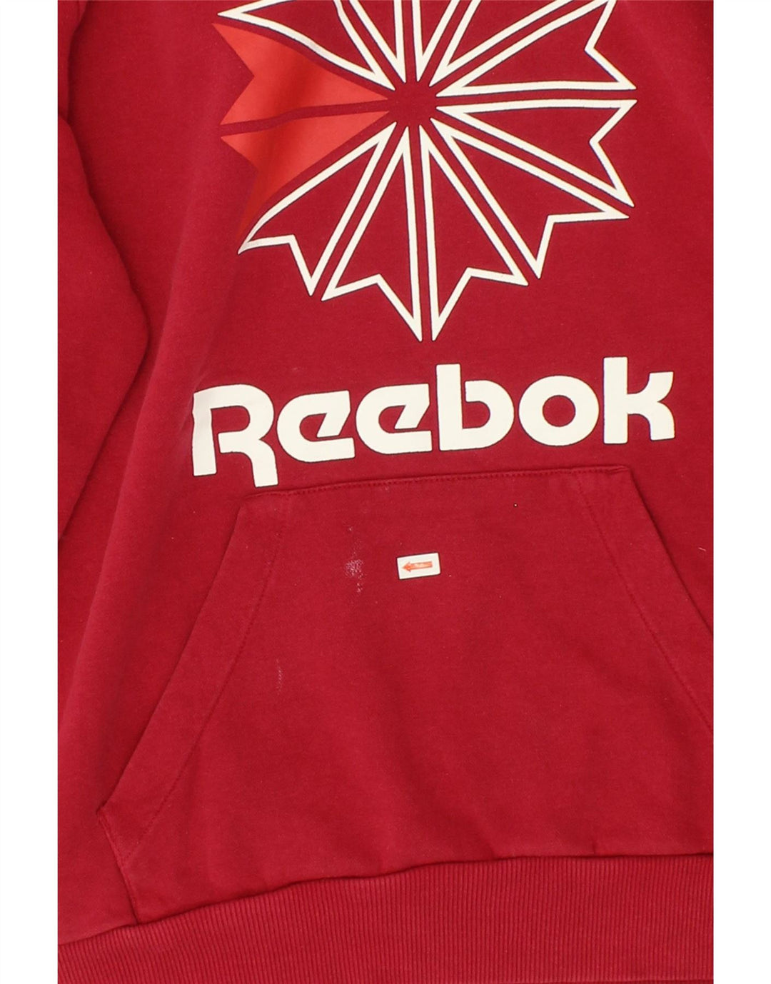 REEBOK Mens Graphic Hoodie Jumper Small Red Cotton Vintage Reebok and Second-Hand Reebok from Messina Hembry 