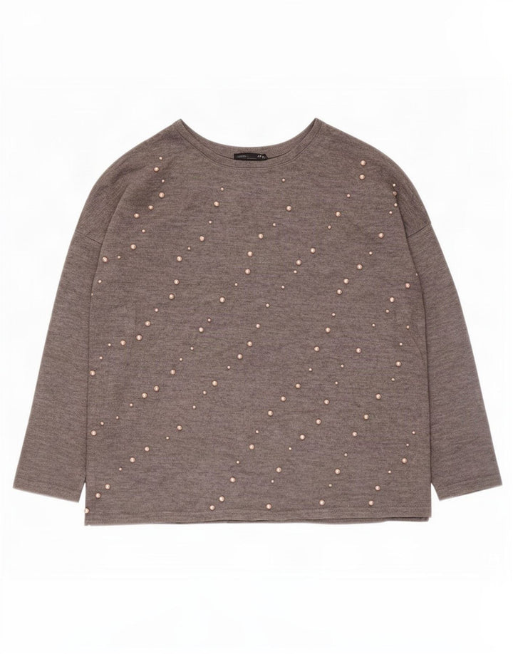 Top oversize da donna Zara a maniche lunghe UK 14 Grigio medio