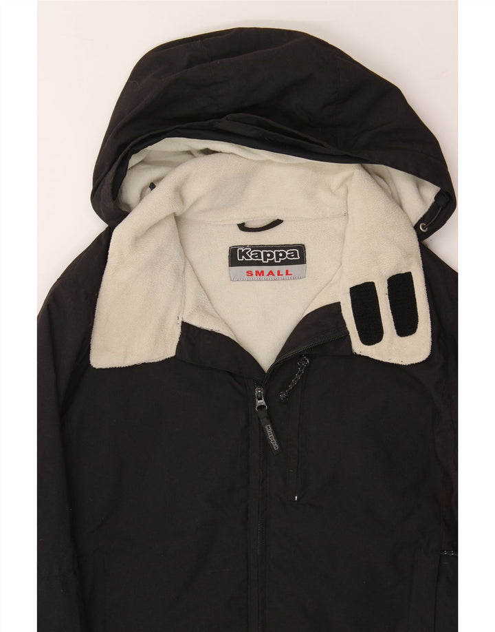 KAPPA Mens Hooded Windbreaker Jacket UK 36 Small Black Polyamide Vintage Kappa and Second-Hand Kappa from Messina Hembry 